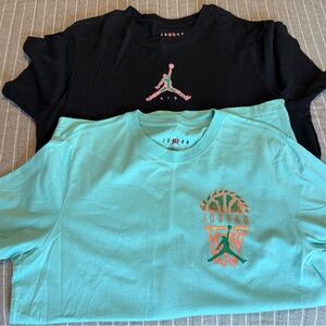 Jordan BUNDLE of 2 Men’s limited edition Aqua and Black Graphic Tees